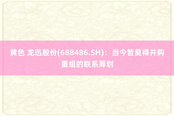 黄色 龙迅股份(688486.SH)：当今暂莫得并购重组的联系筹划