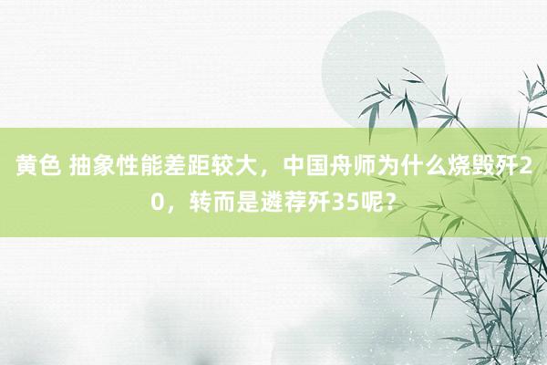 黄色 抽象性能差距较大，中国舟师为什么烧毁歼20，转而是遴荐歼35呢？