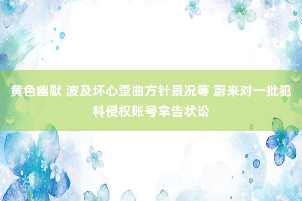 黄色幽默 波及坏心歪曲方针景况等 蔚来对一批犯科侵权账号拿告状讼